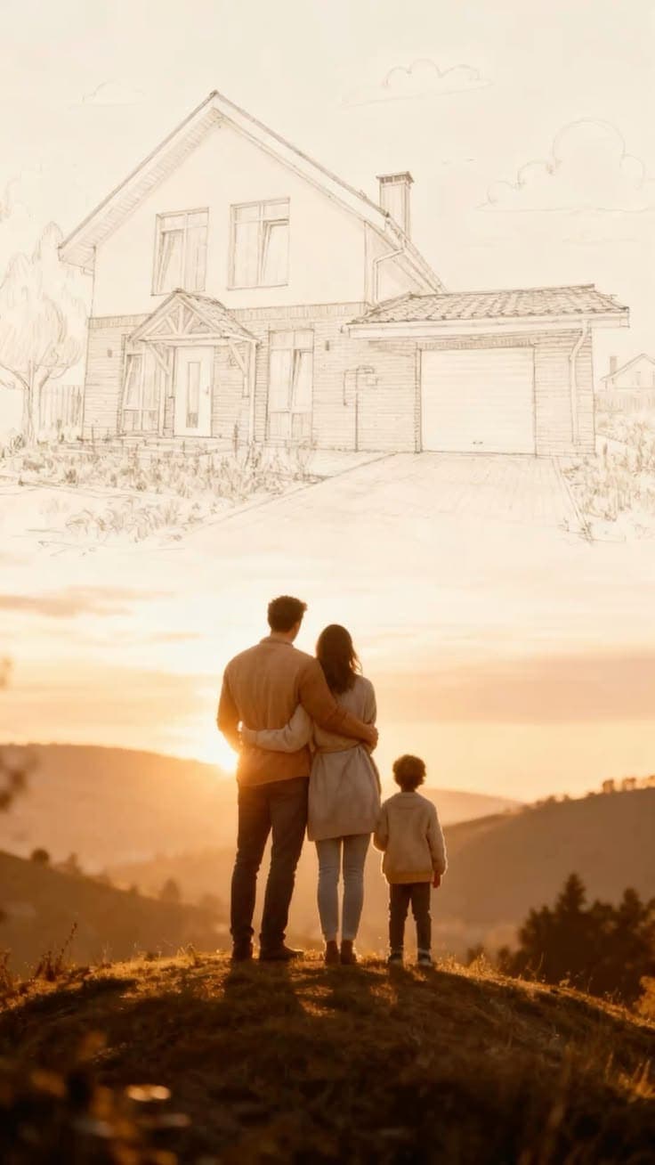 Famille devant son projet immobilier — construction BEPAS